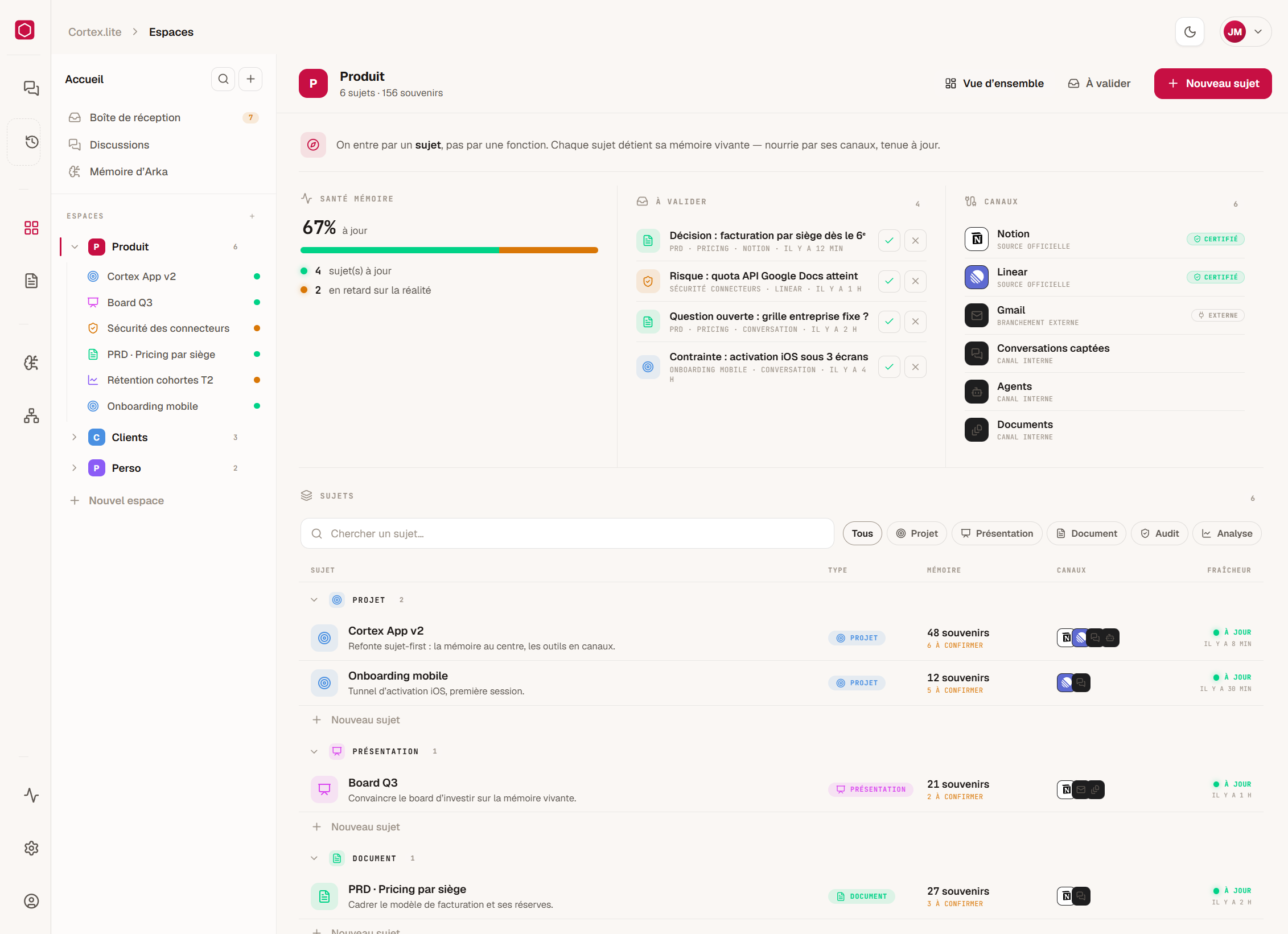 cortex.lite — mémoire vivante d'un sujet