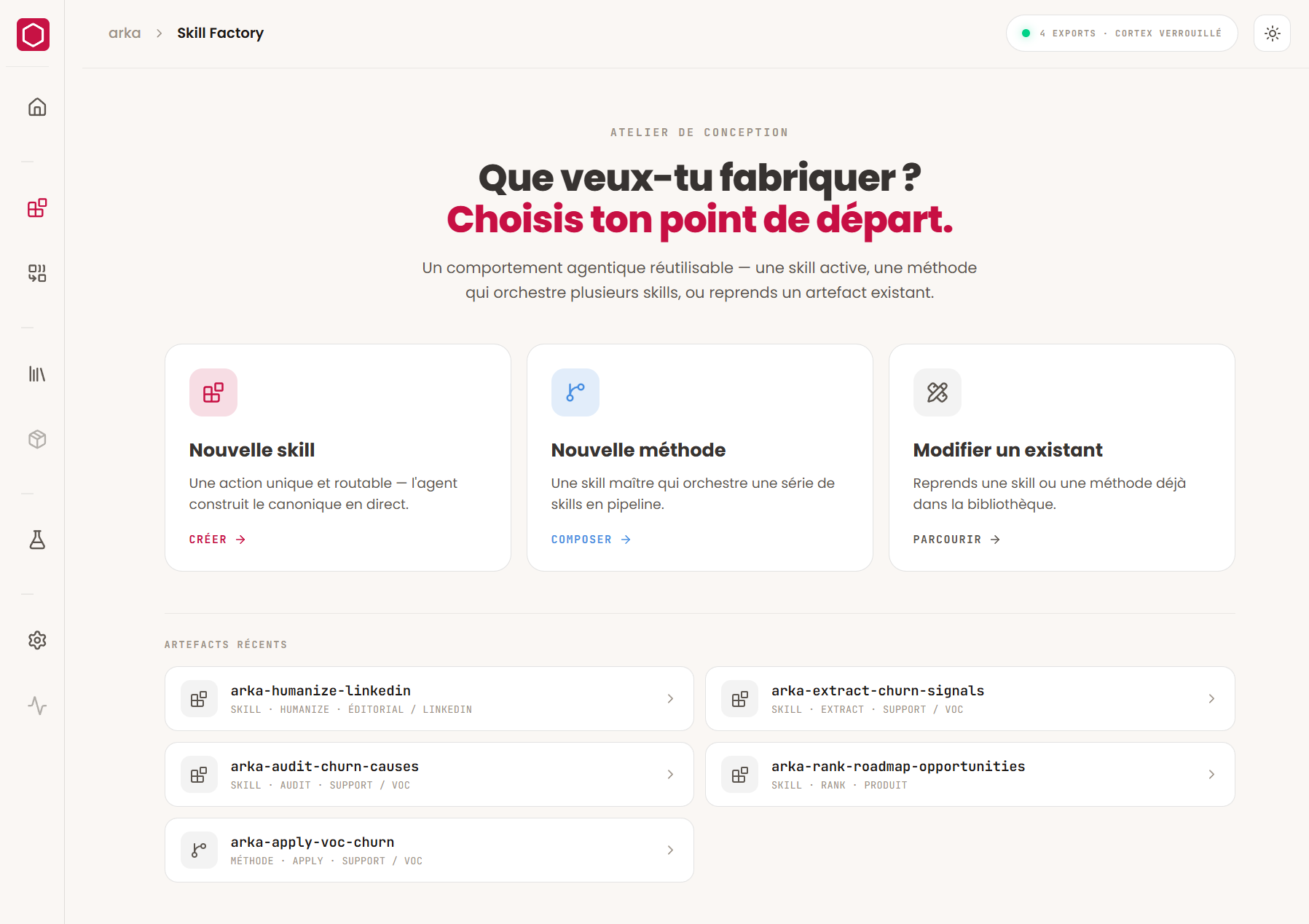 Skills.factory — l'atelier de conception